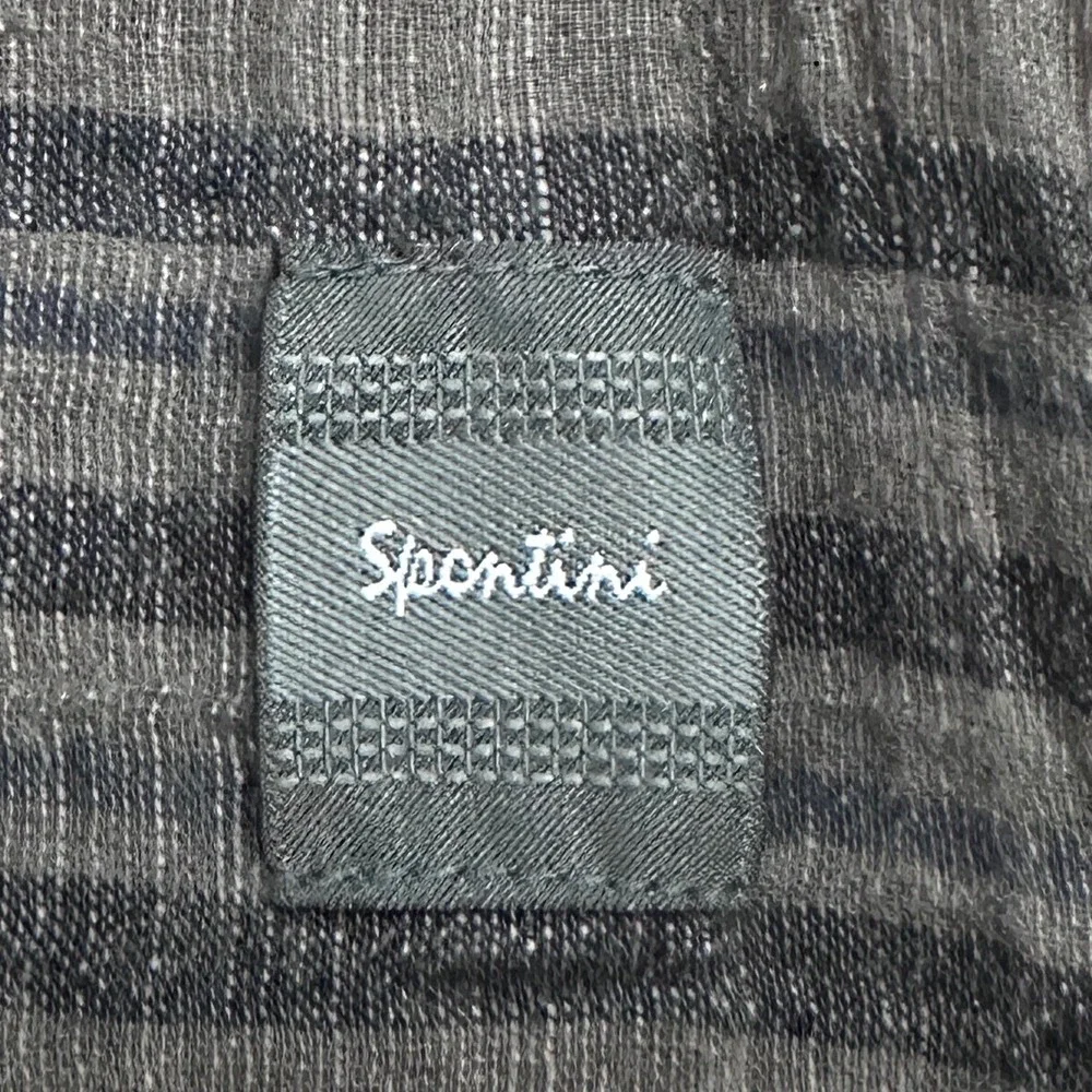 Spontini Paris Mens 17x70 Striped Scarf Brown Gray Frayed Edge Lightweight Gauze
